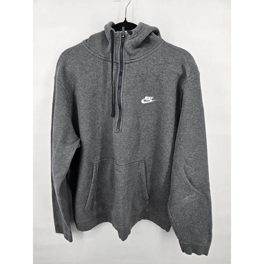 Nike Mens XL Gray Heather Quarter Zip Fleece Hoodie Pullover Futura Logo 2806